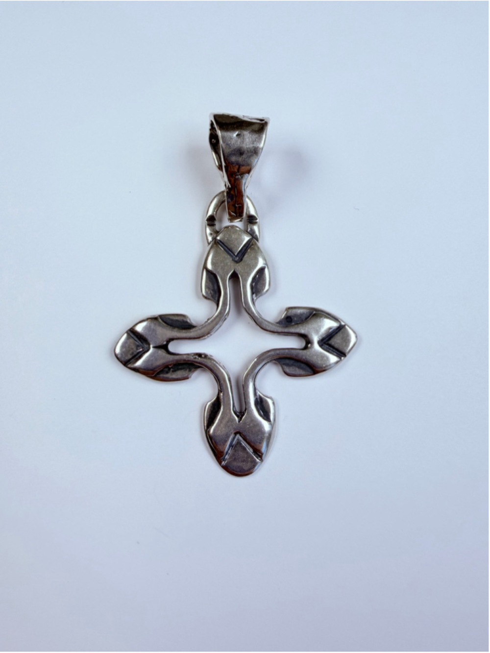 Double Cross Crucifix Biker 925 Sterling Silver Large Bale Necklace Pendant 2.1"